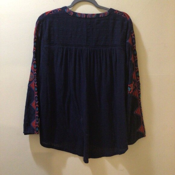 Lucky Brand long-sleeved Embroidered Peasant Top - Picture 2 of 5